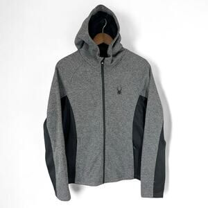Spyder Men’s Full Zip Hooded Jacket Gray Black Heather Performance Size Medium